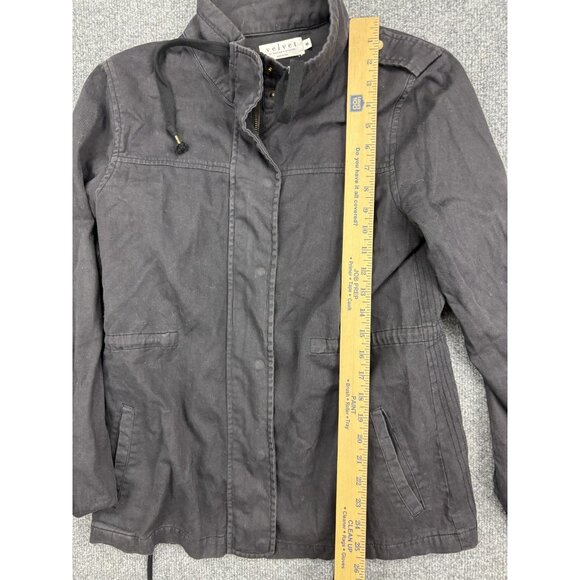 Velvet by Graham & Spencer Jacket Womens Medium Black Utility Cotton Parka Coat - Picture 4 of 8